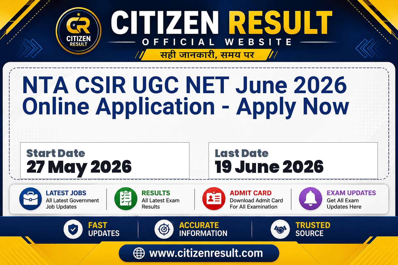 NTA CSIR UGC NET June 2026 Online Application - Apply Now