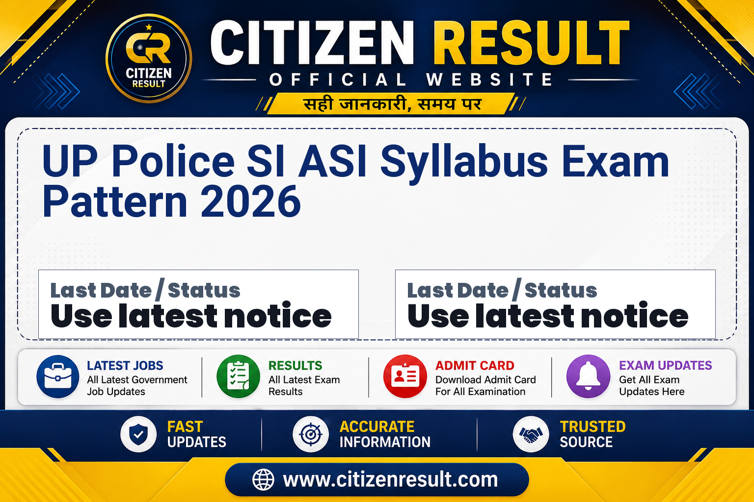 UP Police SI ASI Syllabus Exam Pattern 2026