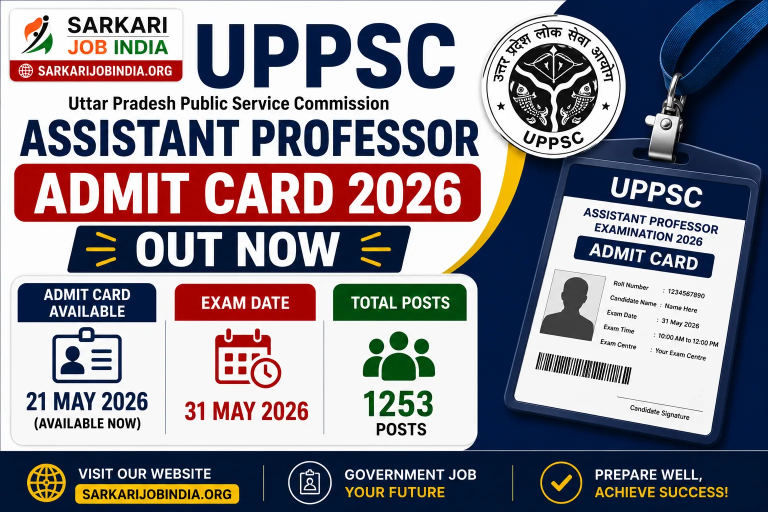 UPPSC Assistant Professor Admit Card 2026 Released | Exam Date 31 May 2026